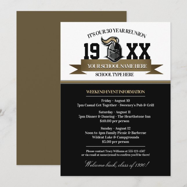 Mascot Banner Class Reunion Invitations (Front/Back)