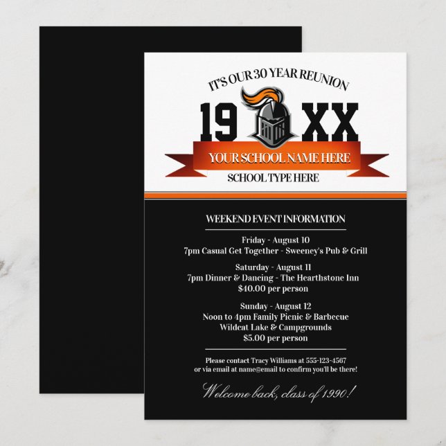 Mascot Banner Class Reunion Invitations (Front/Back)