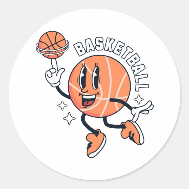 mascot_basket_ball_sport classic round sticker (Front)