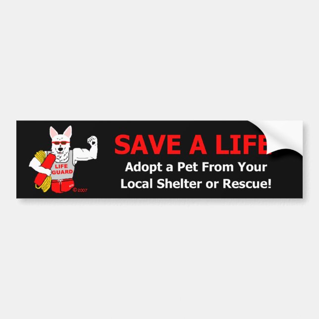 Mascot Jake Says, "Save A Life." Bumper Sticker (Front)