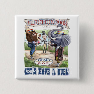 Mascot Political Duel Election 2008 2 Inch Square Button