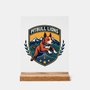 Mascotte vintage de sport de lions Pitbull Vecteur