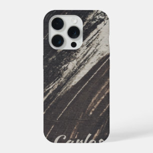 Masculine and Modern Black and Beige Paint Strokes iPhone 15 Pro Case