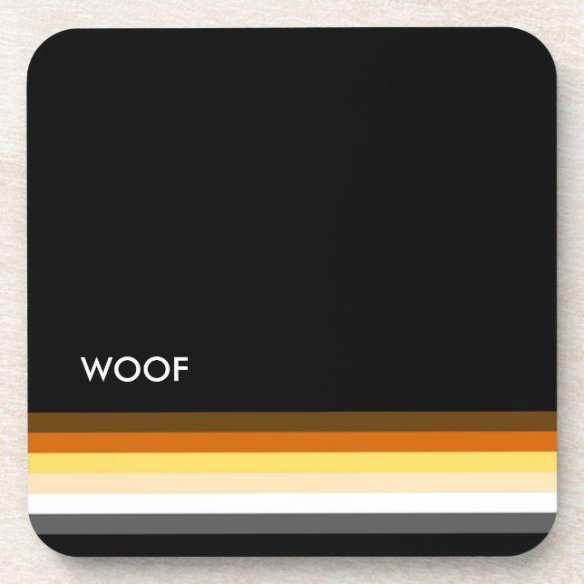 Masculine and Sleek Gay Bear Pride Flag woof Coaster (Front)