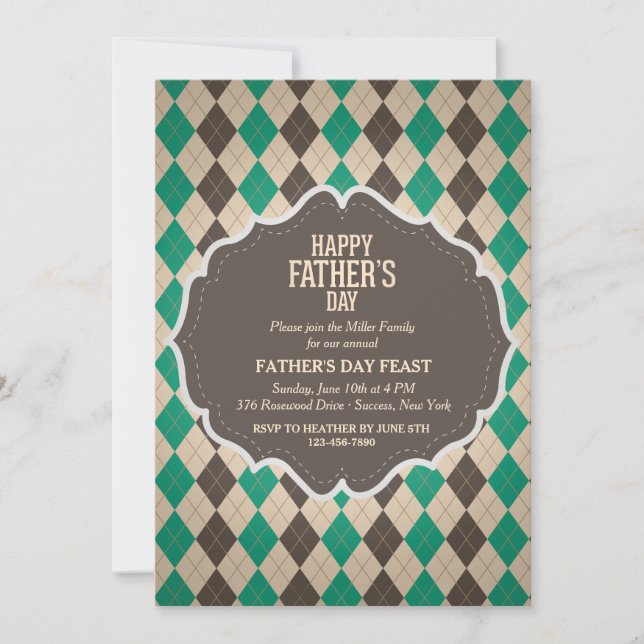 Masculine Argyle Father's Day Invitation (Front)