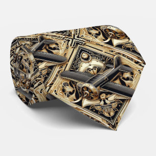 Masculine Black and Gold Airplane Jet Tie