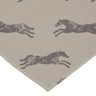 Masculine Black and Tan Classic Equestrian Horses Long Table Runner