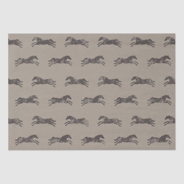 Masculine Black and Tan Classic Equestrian Horses Tissue Paper (Front)
