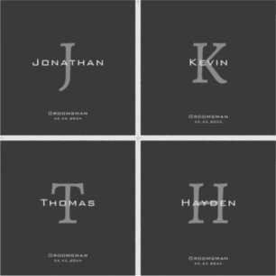 Masculine Black and White  Initial + Name Monogram