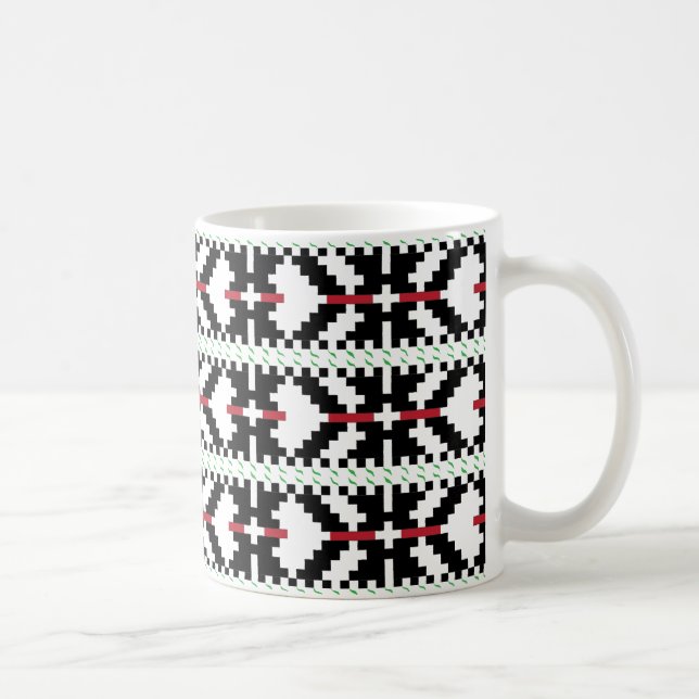 Masculine Black and white Latvian tribal folk art Coffee Mug (Right)