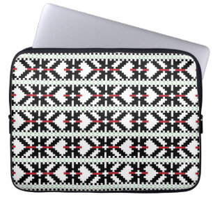 Masculine Black and white Latvian tribal folk art Laptop Sleeve