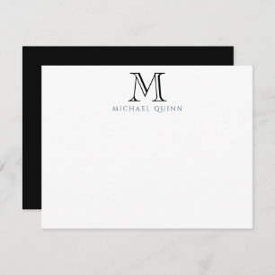 Masculine Black Initials Name Monogram Note Card