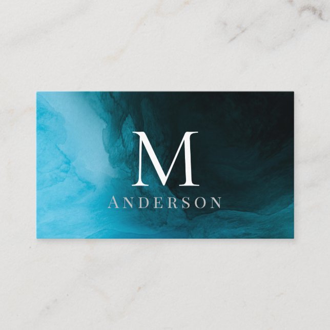 Masculine bleu profond Double Carte de visite Mono (Devant)
