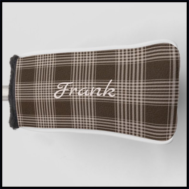 Masculine Brown and Beige Plaid Golf Head Cover (Creator Uploaded)