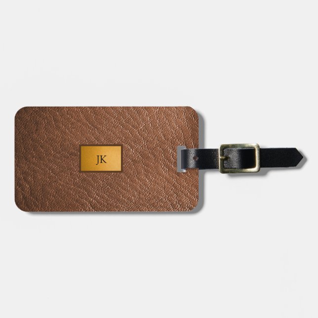 Masculine Brown Leather Look   Luggage Tag (Front Horizontal)