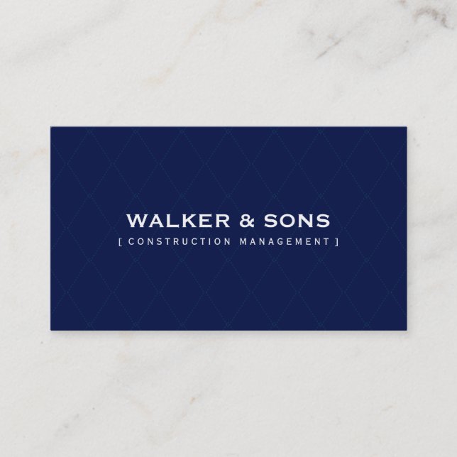 MASCULINE BUSINESS minimal simple smart navy blue Business Card (Front)
