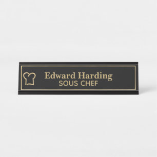 Masculine Chef  Desk Name Plate