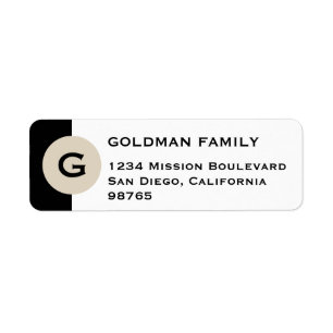 Masculine circle monogram black return address