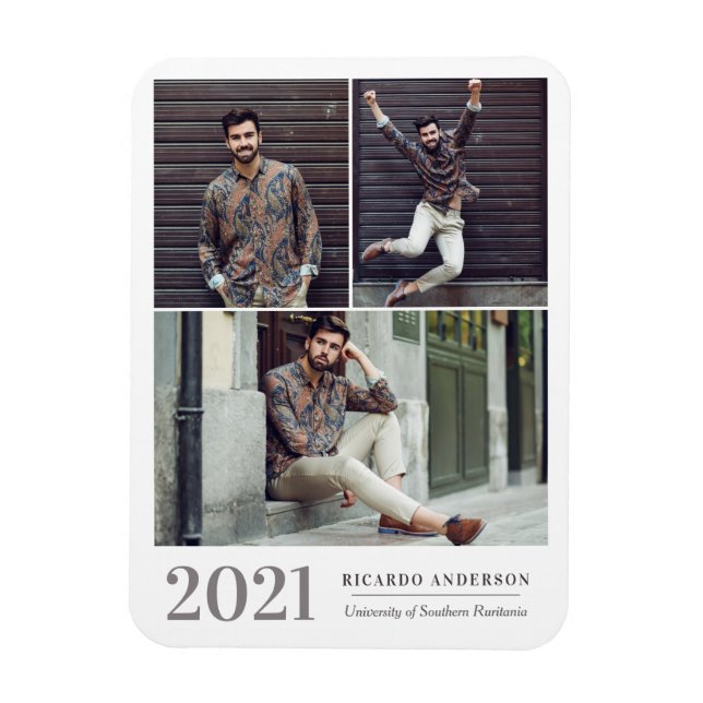 Masculine College Photo Graduation Announcement Magnet (Vertical)
