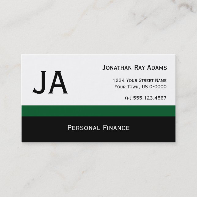 Masculine Dk Green Black Stripes Business Cards (Front)