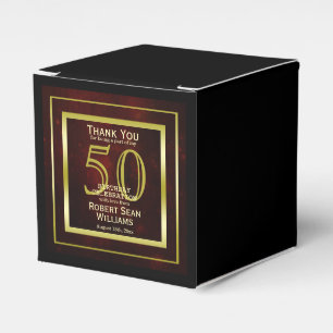 Masculine Double Gold Frame 50th Birthday Favor Box