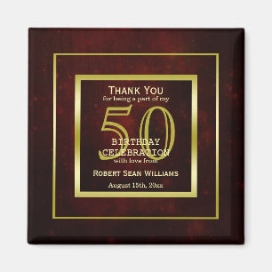 Masculine Double Gold Frame 50th Birthday     Magnet