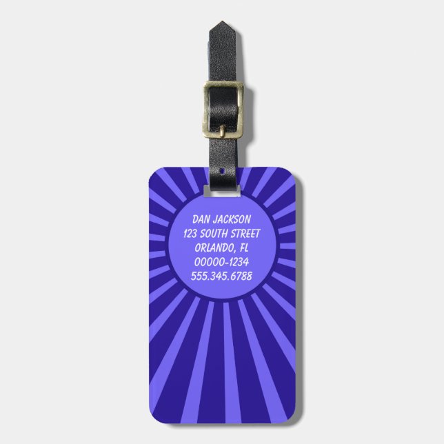 Masculine Double Sided Custom Blue Luggage Tag (Front Vertical)