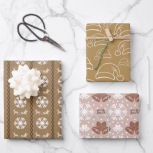 Masculine Elegant Brown Christmas Pattern  Wrapping Paper Sheet