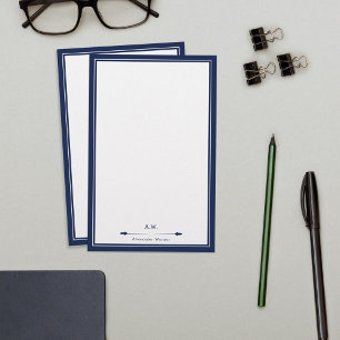 Masculine Elegant Navy Blue Monogrammed Stationery