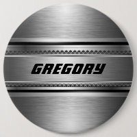 Masculine Faux Silver Stripes Design Monogramed