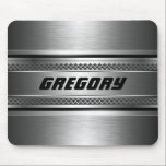 Masculine Faux Silver Stripes Design Monogramed Mouse Pad<br><div class="desc">Elegant metallic faux silver look shiny metallic look with black stripes accents. Metal mesh pattern. Custom oversized monogram. Cool masculine design, makes grant fathers day gift. This is not a metal but image that looks metallic. If you need any help customizing any of my designs, contact ArtOnWear designer. Free text...</div>