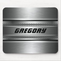 Masculine Faux Silver Stripes Design Monogramed