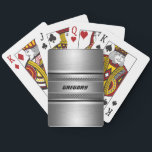Masculine Faux Silver Stripes Design Monogramed Playing Cards<br><div class="desc">Elegant metallic faux silver look shiny metallic look with black stripes accents. Metal mesh pattern. Custom oversized monogram. Cool masculine design, makes grant fathers day gift. This is not a metal but image that looks metallic. If you need any help customizing any of my designs, contact ArtOnWear designer. Free text...</div>