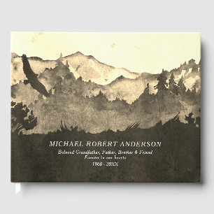 Masculine Forest Memorial Funeral Remembrance Guest Book