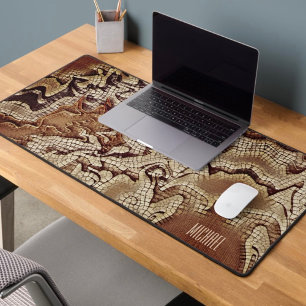 Masculine Gamer Personalized Mosaic Brown Desk Mat