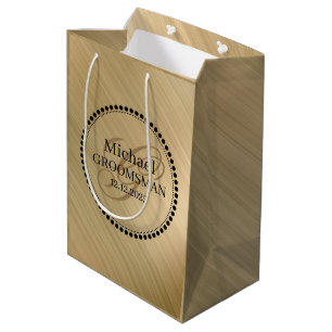 Masculine Gold Personalized Groomsman Medium Gift Bag