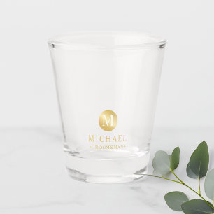 Masculine Gold Personalized Groomsmen Shot Glass