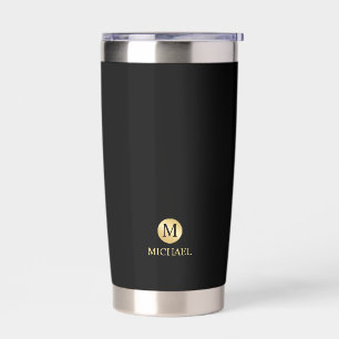 Masculine Gold Personalized Monogram and Name Insulated Tumbler