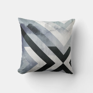 Masculine Grey Black White Distressed Moden Design Throw Pillow