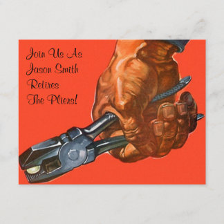 Masculine Hand Pliers Retire Retirement Invitation