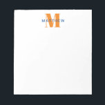 Masculine Initial/Name Monogram Orange and Blue Notepad<br><div class="desc">Personalize this note pad for yourself or as a gift! Add your name using the easy template form. Select "customize further" to change fonts or colours.</div>