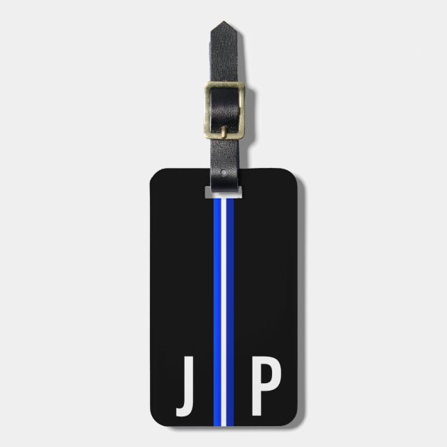 Masculine Initial Stripe Personalized Custom TAG (Front Vertical)