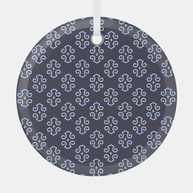 Masculine Modern, Abstract Geometric Pattern. Glass Ornament (Front)