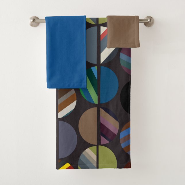 Masculine Moitié ovale rayé Ensemble de serviettes (En situation)