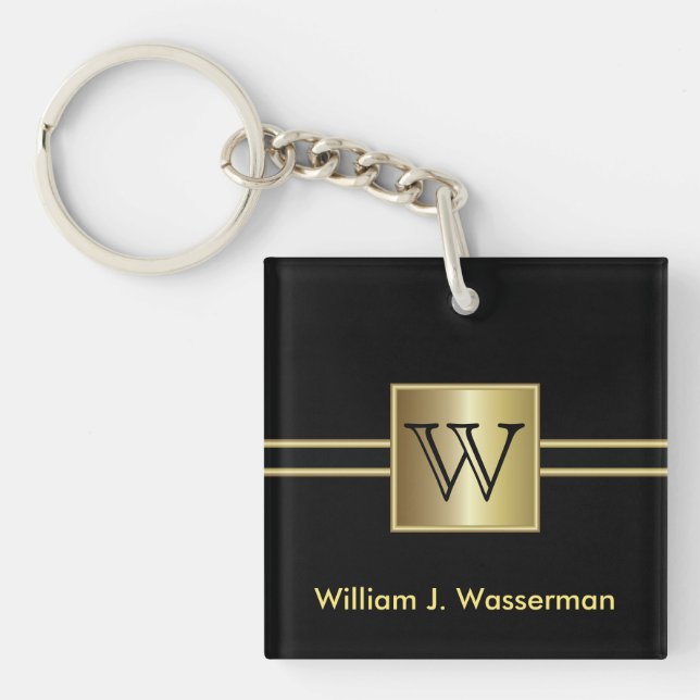 Masculine Monogram Executive Keychain (Front)
