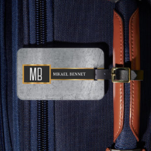Masculine Monogram Executive Style - Silver Metal Luggage Tag
