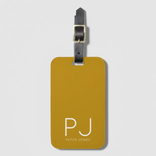 Masculine Monogram Modern Simple Mustard Luggage Tag