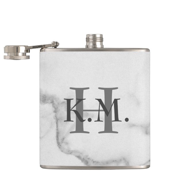 Masculine Monogrammed Marble Flask (Opened)