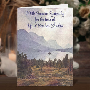 Masculine Mountain Lake Personalized Sympathy Card