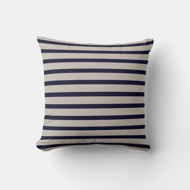 Masculine navy grey stripe decorative pillow (Front)